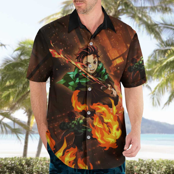 Chemise hawaïenne Tanjiro Kamado Château Infini Demon Slayer - Maison Otaku – Image 3
