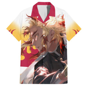 Chemise hawaïenne Kyojuro Rengoku Demon Slayer classique - Maison Otaku