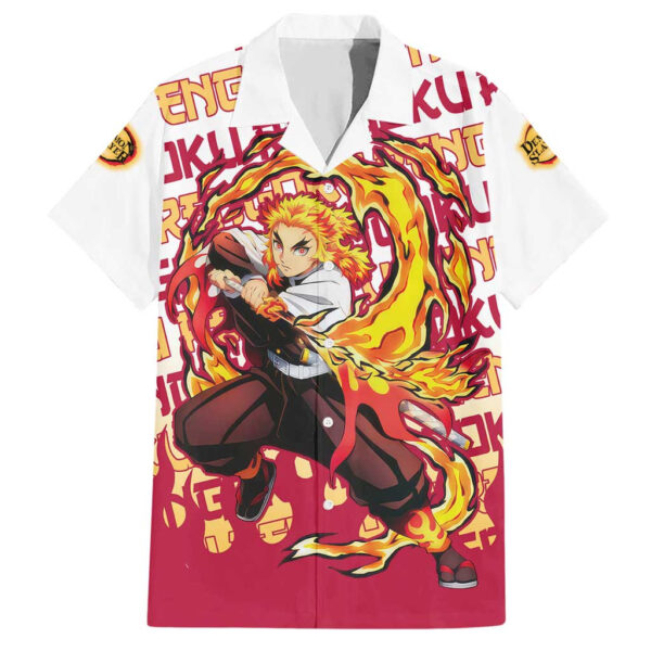 Chemise hawaïenne Kyojuro Rengoku Demon Slayer motif mix - Maison Otaku