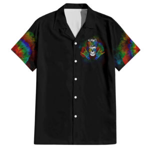Chemise hawaïenne LGBT Rockin' The Rainbow Skull - Maison Otaku