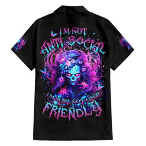 Chemise hawaïenne Lady Skull pas antisociale juste sélective - Maison Otaku