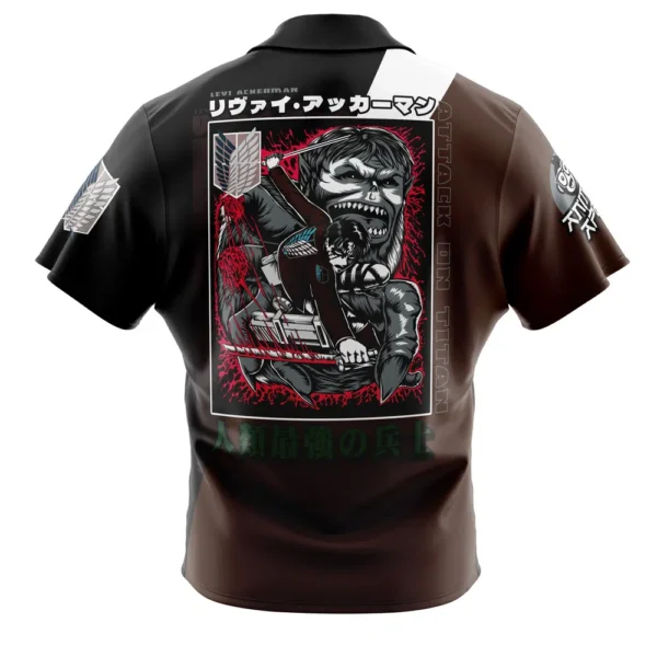 Chemise hawaïenne Levi Ackerman x Beast Titan L’Attaque des Titans - Maison Otaku – Image 2