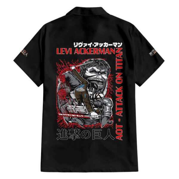 Chemise hawaïenne Levi vs Titan Bestial L’Attaque des Titans Anime - Maison Otaku – Image 2