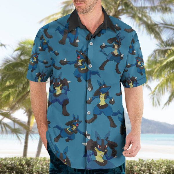 Chemise hawaïenne motif Lucario style pixel - Maison Otaku – Image 3