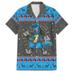 Chemise hawaïenne Lucario Pokémon pixel Noël – Maison Otaku