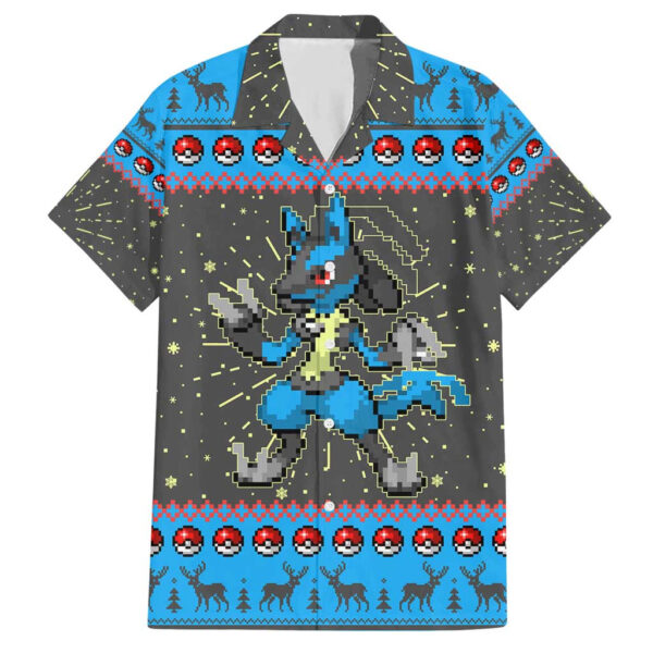 Chemise hawaïenne Lucario Pokémon pixel Noël - Maison Otaku