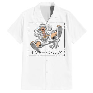 Chemise hawaïenne Luffy Gear 5 cheveux blancs style urbain - Maison Otaku