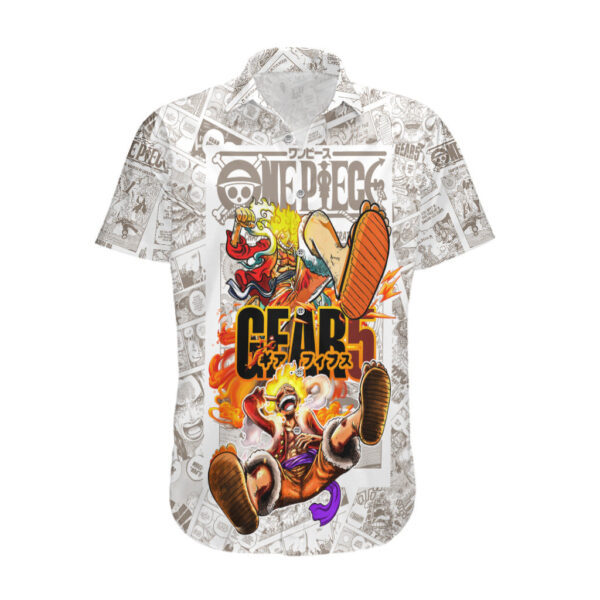 Chemise hawaïenne Luffy Gear 5 vignettes manga TS07 - Maison Otaku