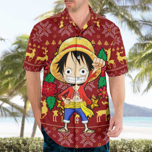 Chemise hawaïenne Luffy One Piece Noël Mix Anime - Maison Otaku – Image 3