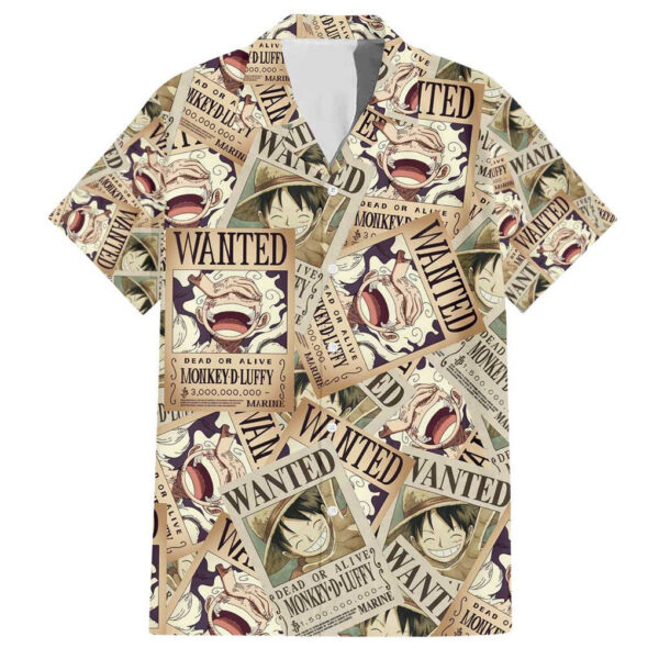 Chemise hawaïenne Luffy avis de recherche One Piece Anime - Maison Otaku