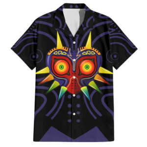 Chemise hawaïenne Masque de Majora Zelda style abstrait - Maison Otaku