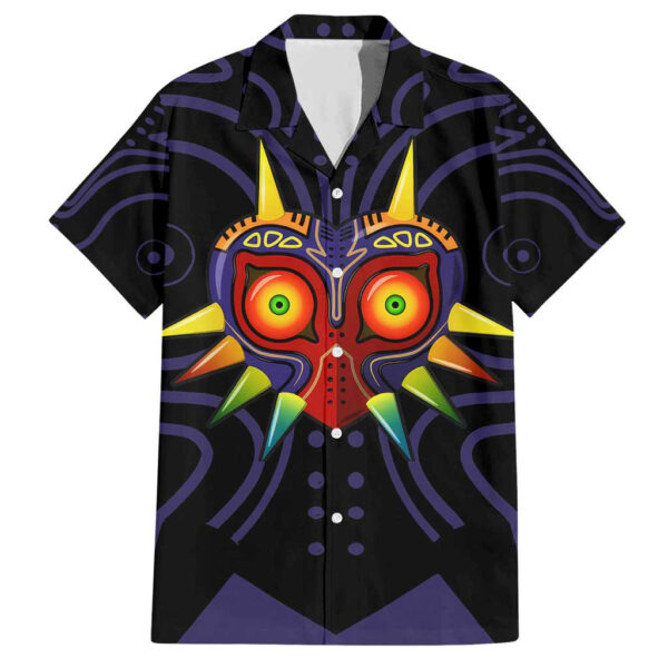 Chemise hawaïenne Masque de Majora Zelda style abstrait - Maison Otaku