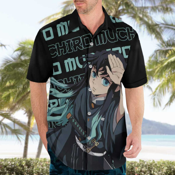 Chemise hawaïenne Muichiro Tokito Demon Slayer Japon Anime - Maison Otaku – Image 3