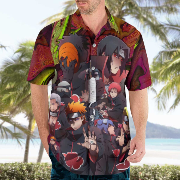 Chemise hawaïenne Naruto Néon Akatsuki Anime Mix Trippy - Maison Otaku – Image 3