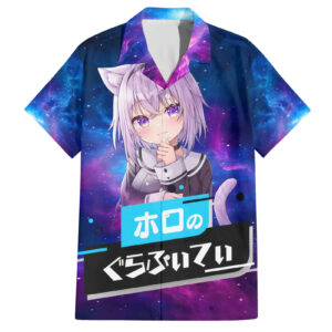 Chemise hawaïenne Nekomata Okayu HoloLive Galaxie - Maison Otaku
