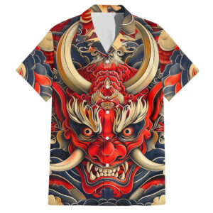Chemise hawaïenne Oni art japonais - Maison Otaku