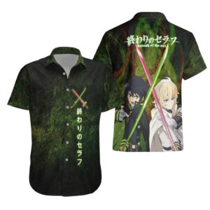 Chemise hawaïenne Owari no Seraph Anime épées croisées - Maison Otaku