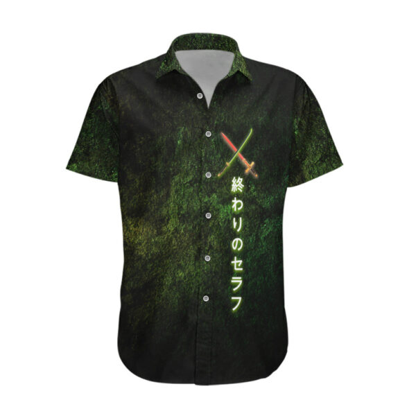 Chemise hawaïenne Owari no Seraph Anime épées croisées - Maison Otaku – Image 3