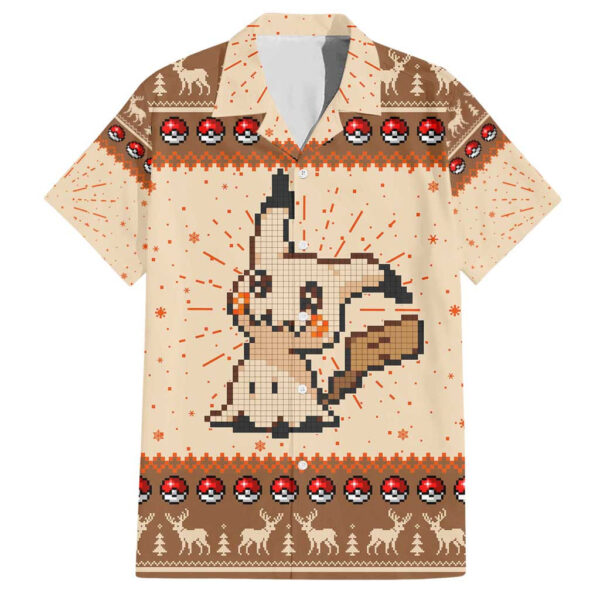 Chemise hawaïenne Pikachu Pokémon Pixel Noël - Maison Otaku