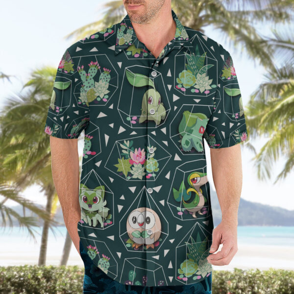 Chemise hawaïenne Pokémon Grass Type motif succulentes - Maison Otaku – Image 3
