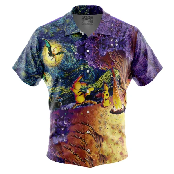 Chemise hawaïenne Pokémon Nuit étoilée au campement - Maison Otaku