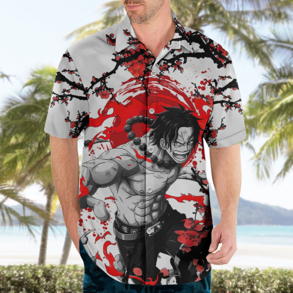 Chemise hawaïenne Portgas D. Ace Style japonais One Piece Anime - Maison Otaku – Image 3