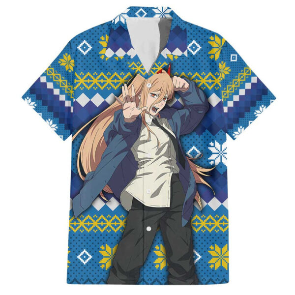 Chemise hawaïenne Power Chainsaw Man Anime Mix Noël - Maison Otaku