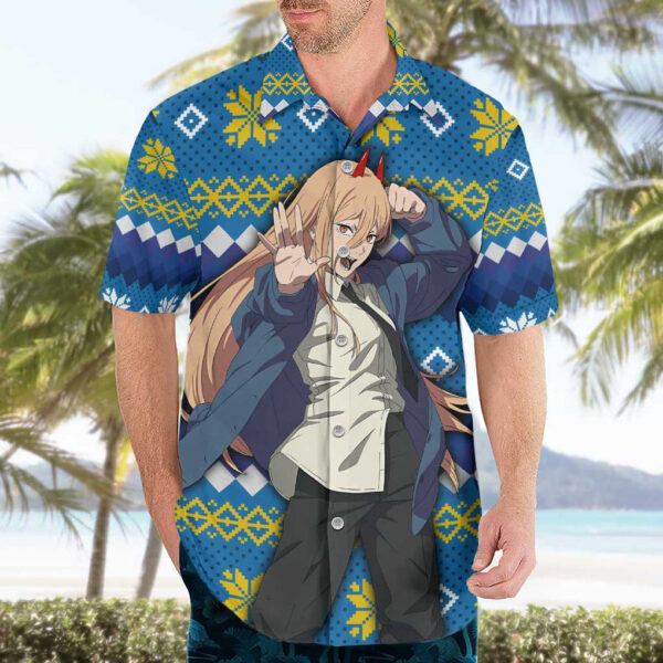Chemise hawaïenne Power Chainsaw Man Anime Mix Noël - Maison Otaku – Image 3