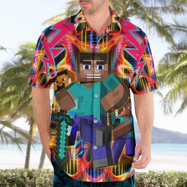 Chemise hawaïenne Power Minecraft Art Mix Trippy - Maison Otaku – Image 3