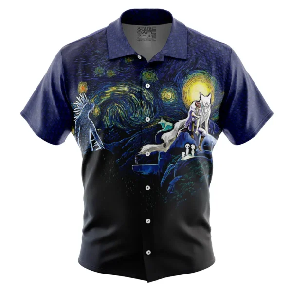 Chemise hawaïenne Princesse Mononoke Nuit Étoilée Studio Ghibli - Maison Otaku