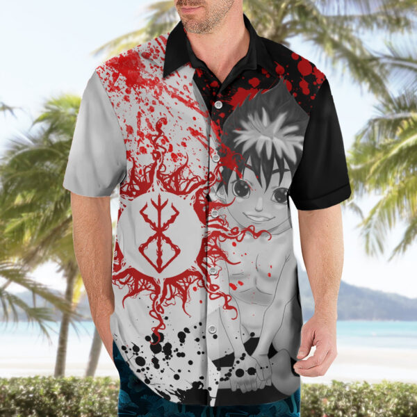 Chemise hawaïenne Puck Berserk style grunge sanglant - Maison Otaku – Image 3