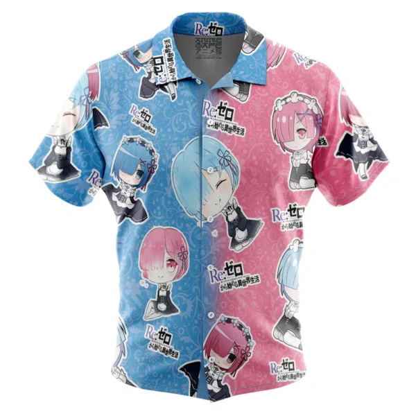 Chemise hawaïenne Rem et Ram Re Zero Kara Hajimeru Isekai Seikatsu - Maison Otaku