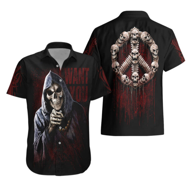 Chemise hawaïenne Faucheuse Skull ange de la mort paix - Maison Otaku – Image 3