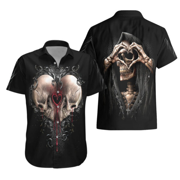 Chemise hawaïenne Faucheuse cœur étreinte éternelle unissant les âmes - Maison Otaku – Image 3