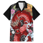 Chemise hawaïenne Dragon rouge art japonais – Maison Otaku