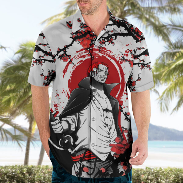 Chemise hawaïenne Shanks aux cheveux rouges style japonais Anime - Maison Otaku – Image 3