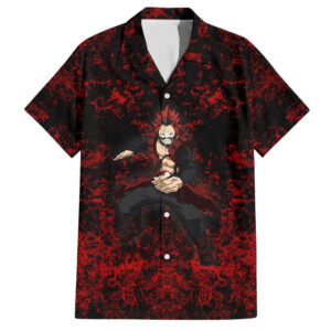 Chemise hawaïenne Red Riot Eijiro My Hero Academia style grunge sang - Maison Otaku