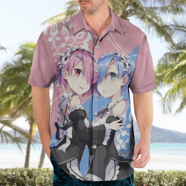 Chemise hawaïenne Rem & Ram Re Zero - Maison Otaku – Image 3