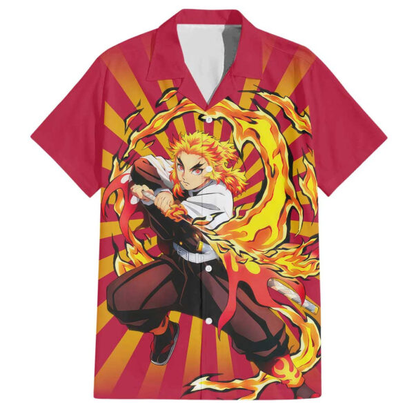 Chemise hawaïenne Rengoku Demon Slayer Anime - Maison Otaku