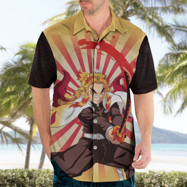 Chemise hawaïenne Rengoku Demon Slayer classique - Maison Otaku – Image 3