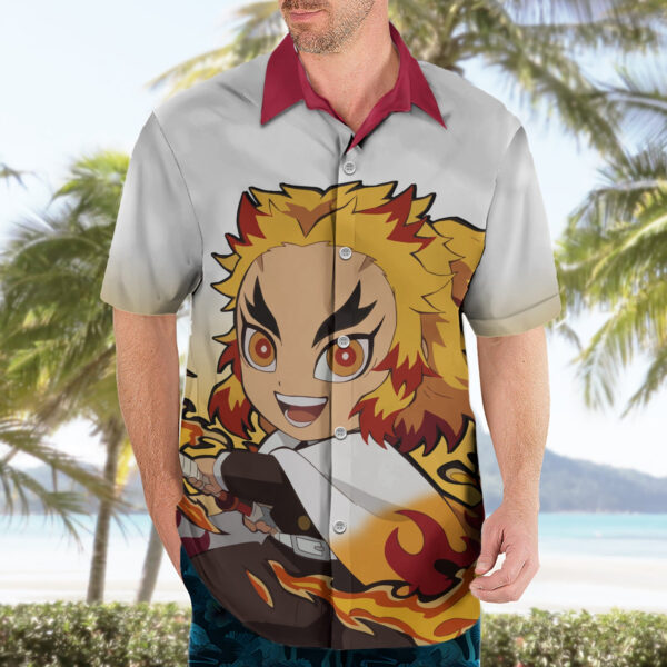 Chemise hawaïenne Rengoku Demon Slayer drôle - Maison Otaku – Image 3
