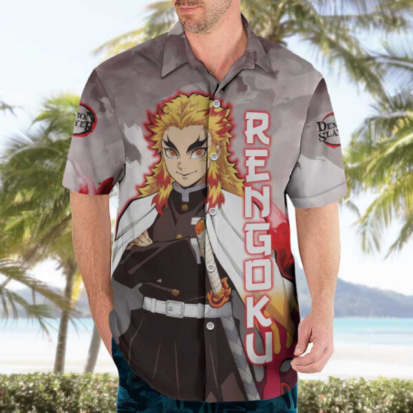 Chemise hawaïenne Rengoku Kyoujurou Demon Slayer Anime - Maison Otaku – Image 3