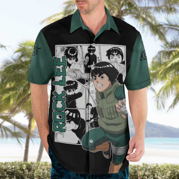 Chemise hawaïenne Rock Lee Naruto Anime Mix Manga - Maison Otaku – Image 3