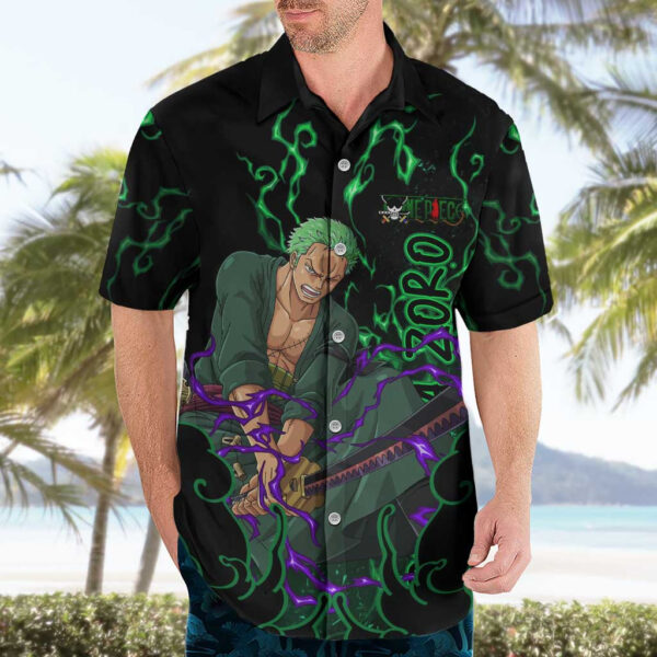 Chemise hawaïenne Roronoa Zoro One Piece motif Haki Anime - Maison Otaku – Image 3