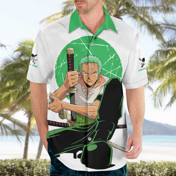 Chemise hawaïenne Roronoa Zoro Chapeau de Paille One Piece Anime - Maison Otaku – Image 3