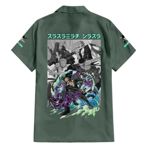 Chemise hawaïenne Roronoa Zoro équipe Chapeau de Paille One Piece Anime - Maison Otaku – Image 2