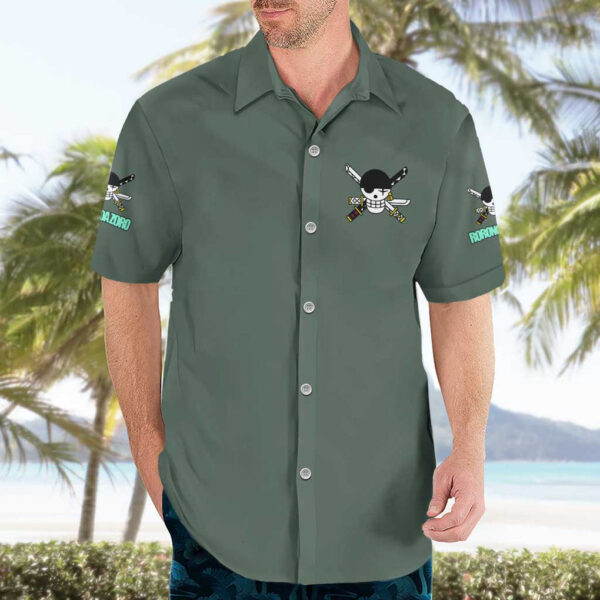 Chemise hawaïenne Roronoa Zoro équipe Chapeau de Paille One Piece Anime - Maison Otaku – Image 3