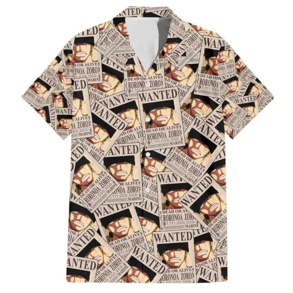 Chemise hawaïenne Roronoa Zoro Wanted One Piece Anime - Maison Otaku