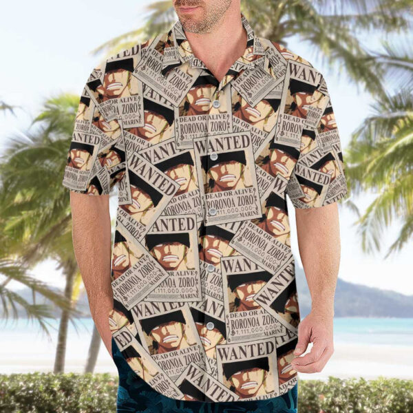 Chemise hawaïenne Roronoa Zoro Wanted One Piece Anime - Maison Otaku – Image 3