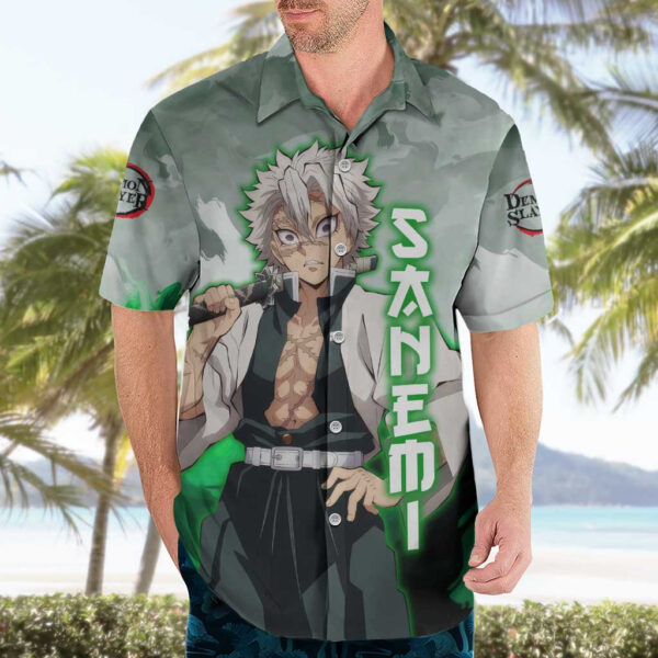 Chemise hawaïenne Sanemi Shinazugawa Demon Slayer anime - Maison Otaku – Image 3